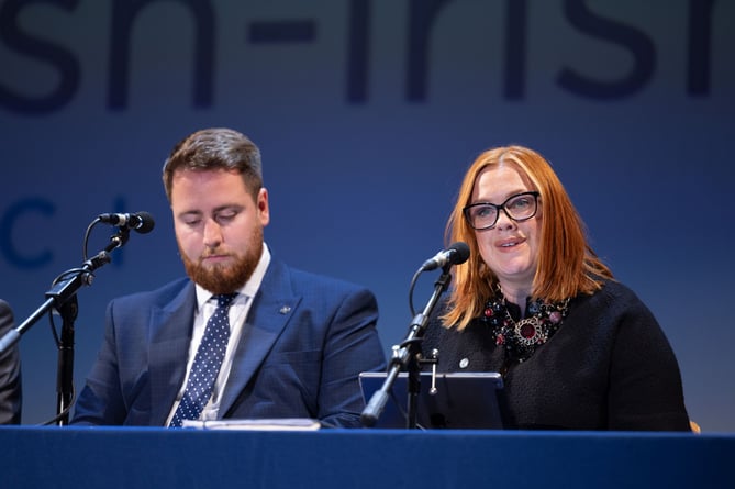 Political member for Education, Sport and Culture, Claire Christian MHK (right) speaking at the British-Irish Council meeting