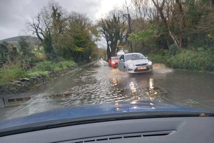The water on the road at Greeba this morning