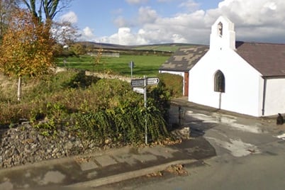 The entrance to the bottom of Ballakilpheric Road from the Colby main road
