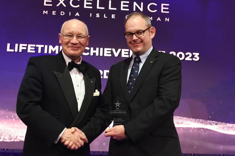 The Lieutenant Governor Sir John Lorimer with Lifetime Achievement award winner Richard Leigh