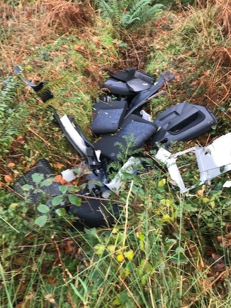 Parts of a Ford vehicle dumped on access road to Colden Plantation in Braddan