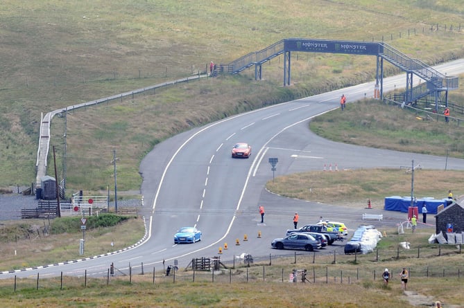 An Audi product launch taking place on closed roads on the Snaefell Mountain Course.