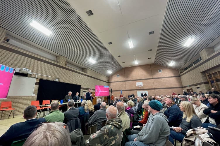 Attendees at the southern windfarm proposal meeting at Rushen Primary School