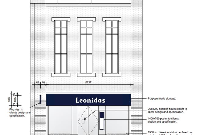 Part of the initial plans submitted for the new Leonidas store in Douglas