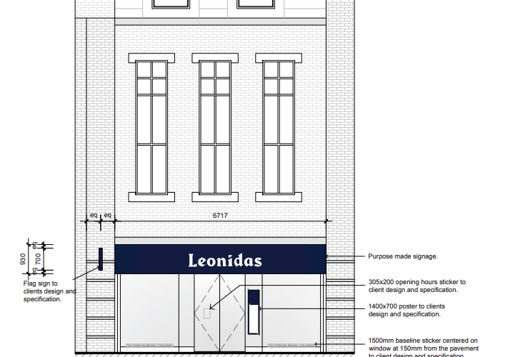 Part of the initial plans submitted for the new Leonidas store in Douglas