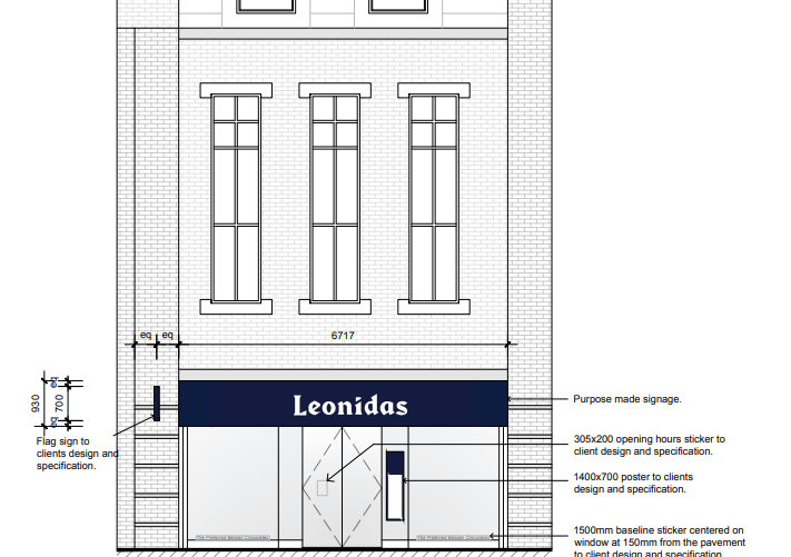 Part of the initial plans submitted for the new Leonidas store in Douglas