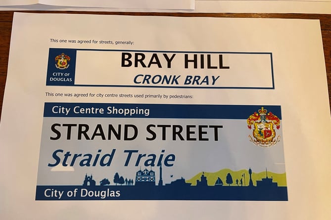 New Douglas street sign designs for Bray Hill and Strand Street