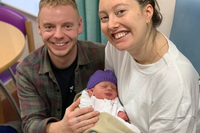 Baby Roma with delighted parents Jack and Jasmine Taylor