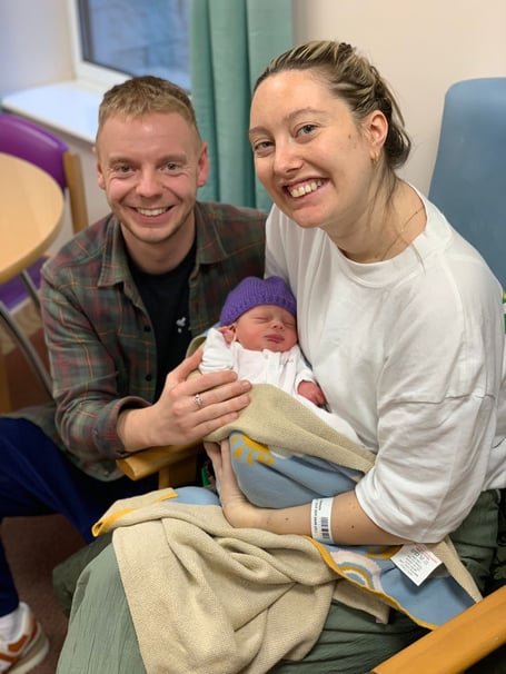 Baby Roma with delighted parents Jack and Jasmine Taylor