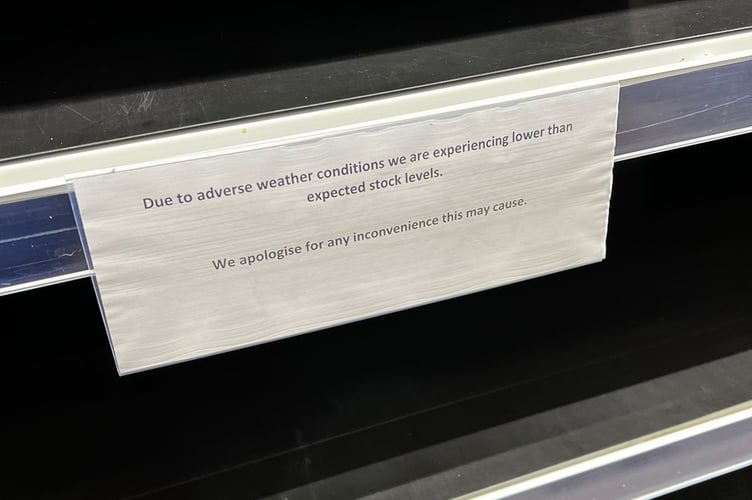 The sign placed on one of the shelves at Tesco late on Tuesday
