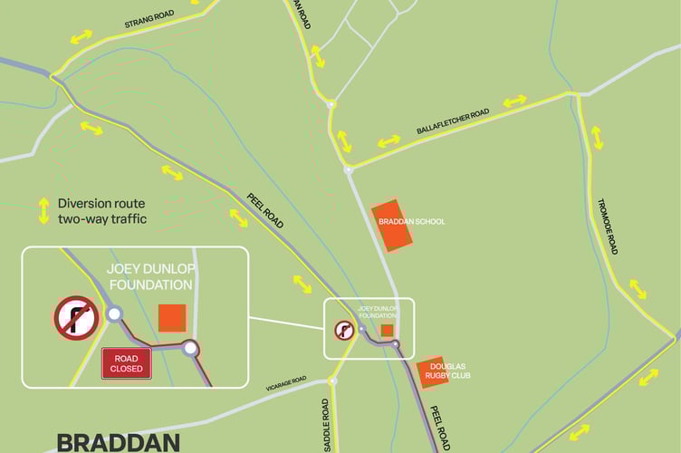 The WEEKEND DoI diversion plan for Braddan Bridge