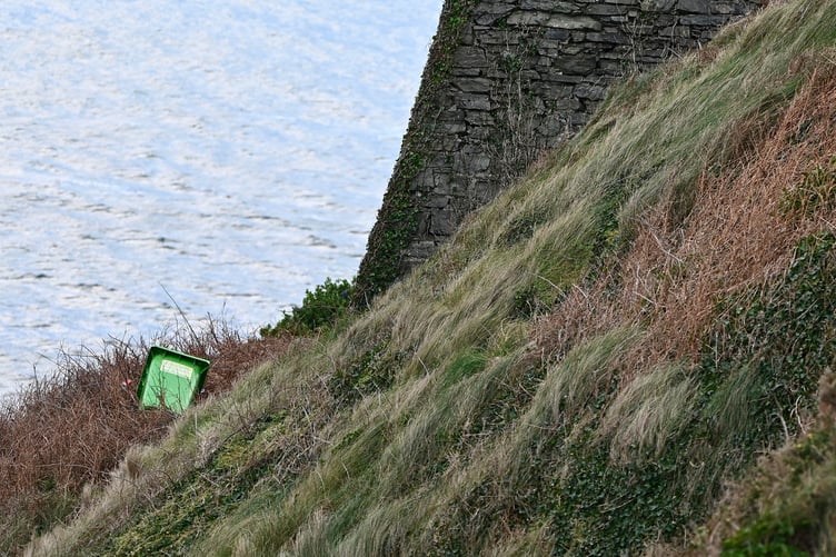 The bin 'thrown over' Marine Drive