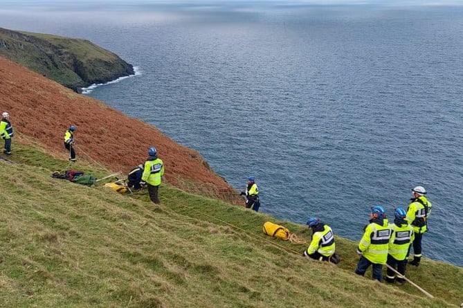 The rescue taking place on Peel Hill