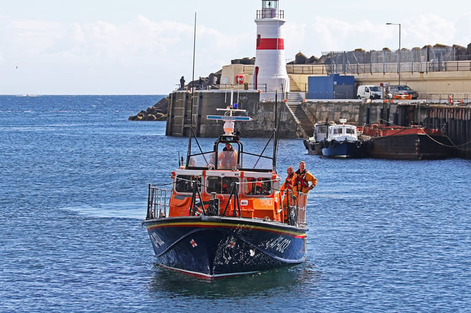 An RNLI boat at sea on the Isle of Man