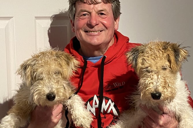 David Cretney with his dogs Ted and Rosie