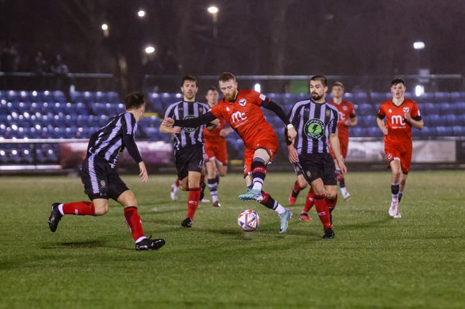 Dan Simpson in action for FC Isle of Man against Kendal Town on Saturday evening