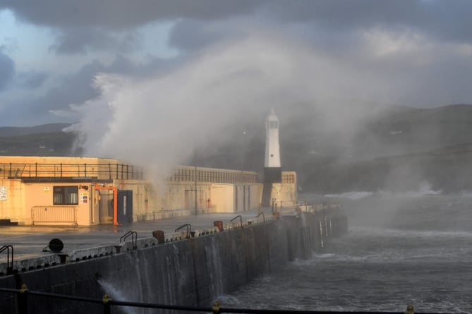 Stormy conditions at Peel Breakwater in 2021