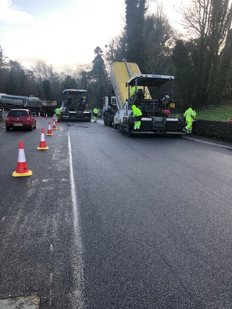 Stage one of the resurfacing work is complete at Braddan Bridge, with the Jubilee Oak Tree area 