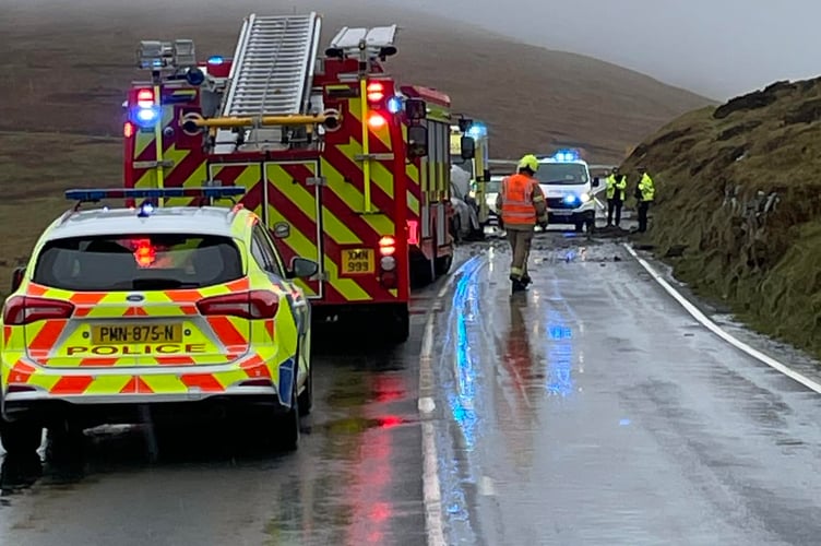 Road traffic collision 200 yards away from Windy Corner on the Mountain Road