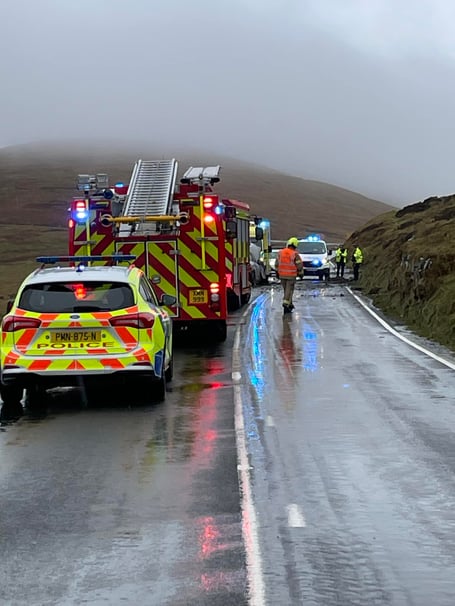 Road traffic collision 200 yards away from Windy Corner on the Mountain Road