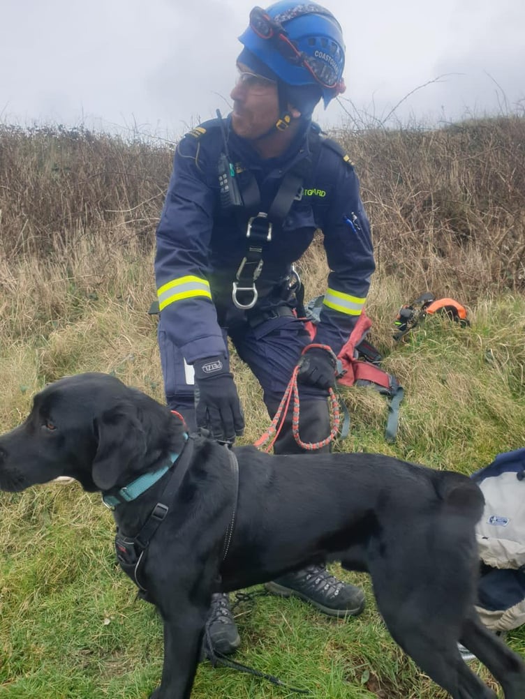 Byron the dog was saved in Glen Maye by Peel Coastguard crews