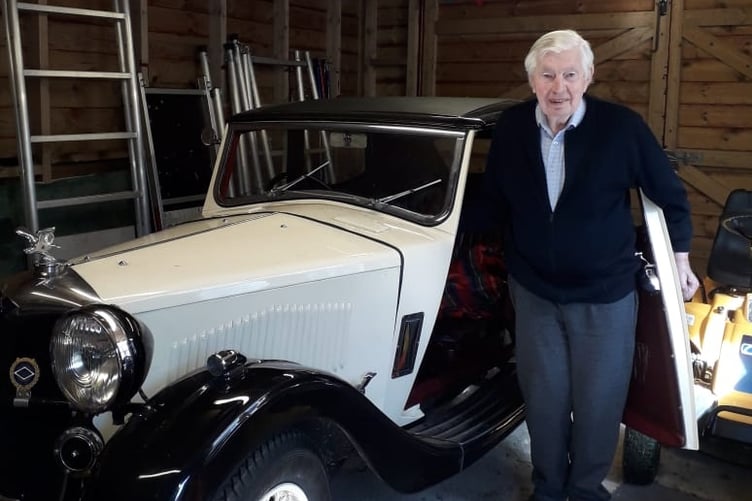 George Gelling with his 1934 Riley Kestrel