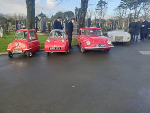 Rare sight at funeral as Peel Engineering cars line-up in tribute