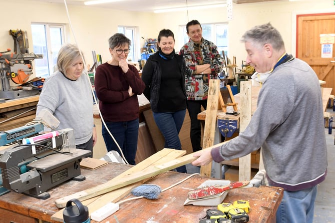 Participants during the first session of the 'Women in Sheds pilot programme', hosted by Live at Home Isle of Man at the Northern Men in Sheds centre - pictured with Paul Winter (right), Northern Men in Sheds coordinator