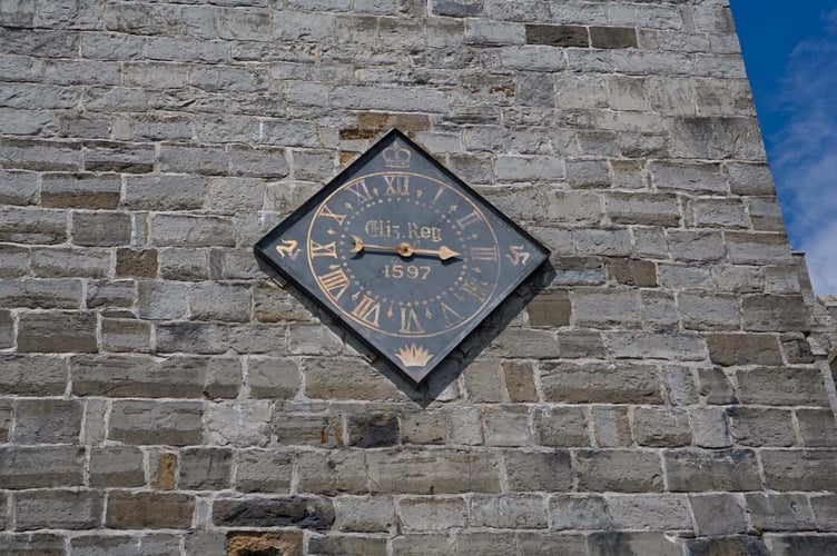 Castle Rushen's clock, photographed in 2016.