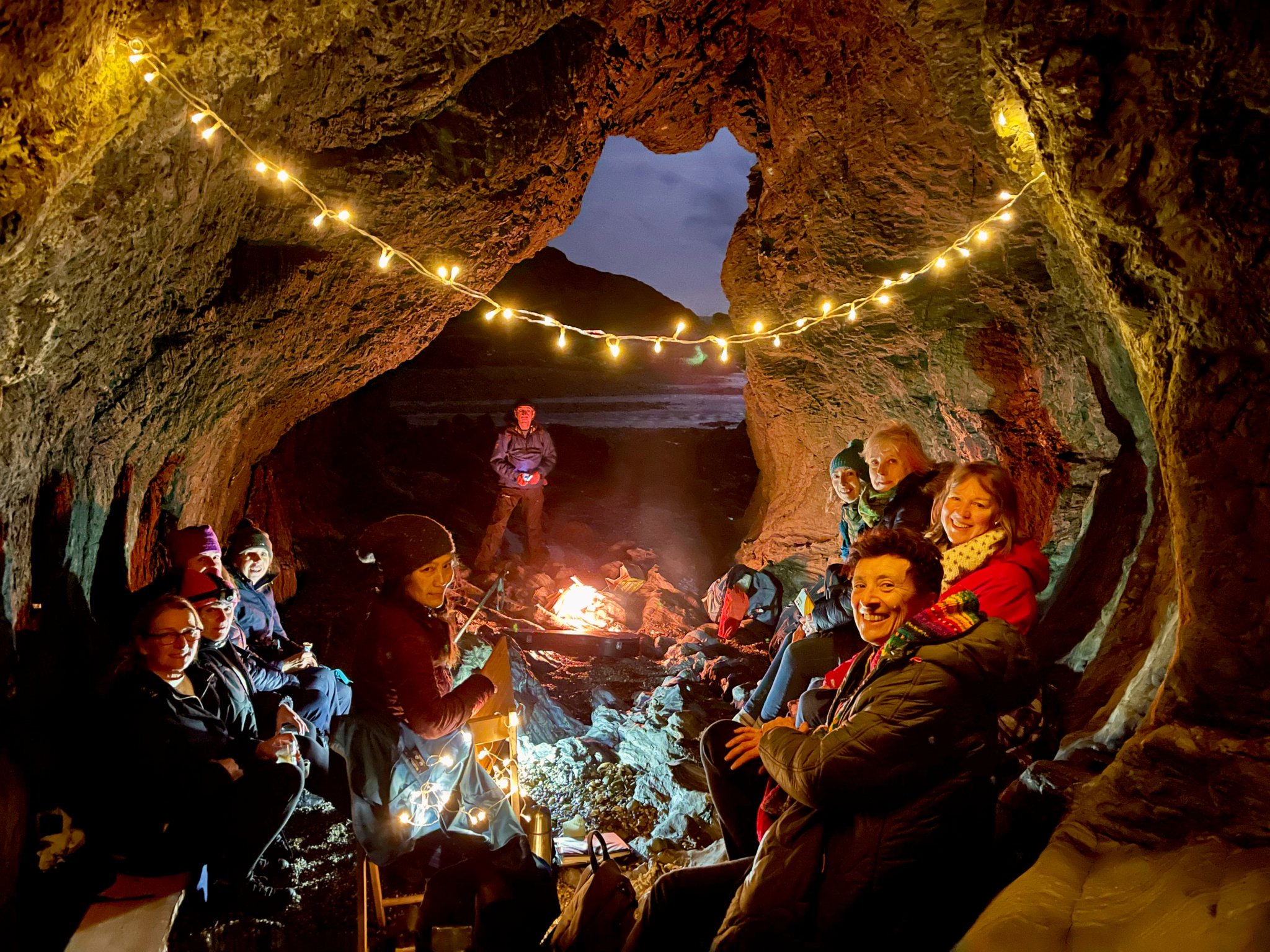 Gliding down the Sulby Riveror cave walking in a full moon