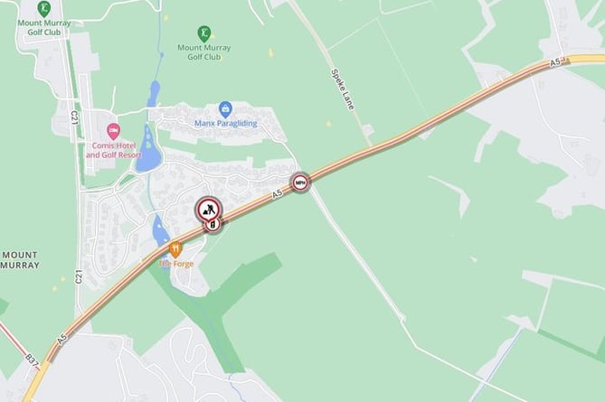 The location of the road works on the New Castletown Road