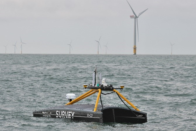 An Uncrewed Surface Vessel, the type which will be used by 'XOCEAN'