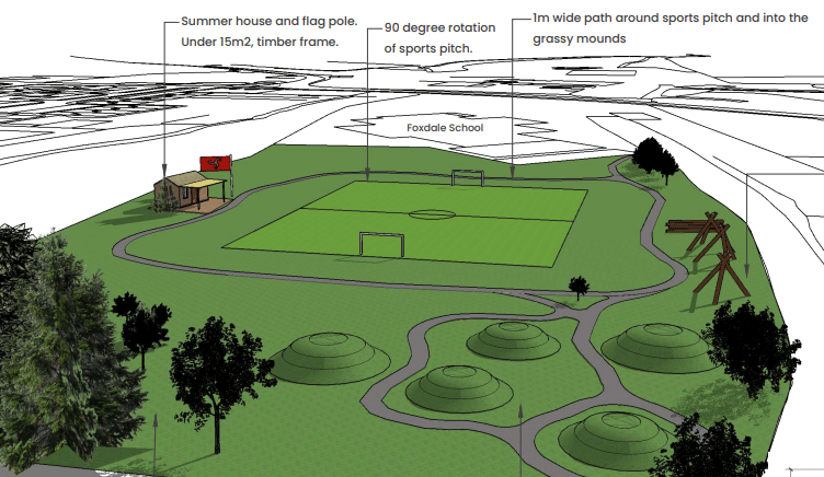 The plan for Foxdale School's sports pitch