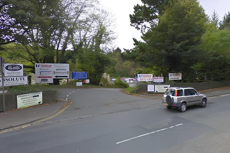 One of the entrances to the Hills Meadow trading estate in Douglas where the car was stolen