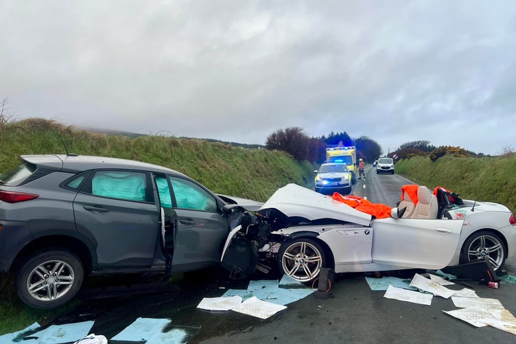 Scene of the crash on the Ballamodha straight