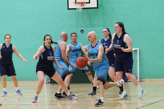 Senior League basketball clash between Turkeys and Hoops at the NSC