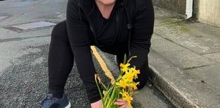 Woman plants flowers in potholes in protest at state of street