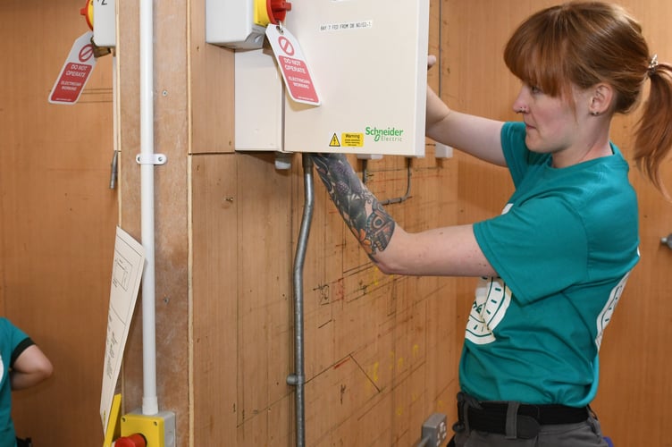 UCM Skills Test 2024, construction competition - electrical challenge, pictured is Shantelle Thorpe, first year Electrical Engineering student