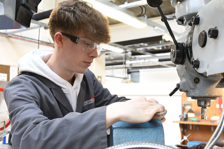 The 2024 UCM Skills Test: Quinn Grace, a first year engineering student, taking part in the milling challenge