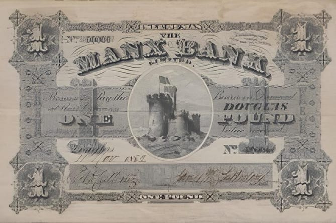 The first Isle of Man Bank note issued by The Manx Bank, which existed between 1882 and 1900.