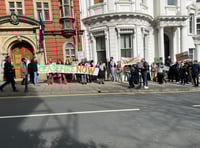 Watch as Isle of Man demonstrators stage noisy protest outside Tynwald