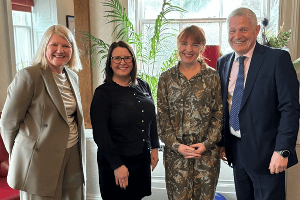 Pictured from left to right: Deborah Heather (chief executive of Visit Isle of Man), Sarah Maltby MHK (political member for Visit Isle of Man and motorsport), Claire McColgan CBE, (Director of Culture and Major Events at Liverpool City Council) Ranald Caldwell (non-executive chairman of Visit Isle of Man)