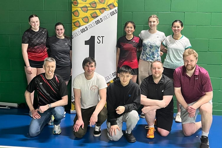 The Isle of Man 2 badminton team that won promotion at the weekend