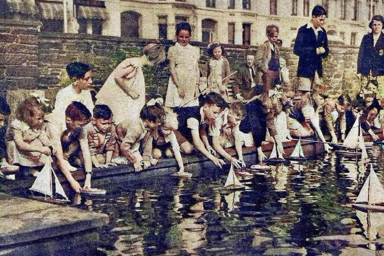 Douglas yachting pool in 1950s on Douglas promenade