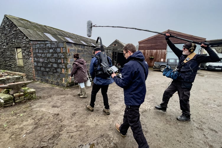 On the set of Little Brown Bird shot on the island