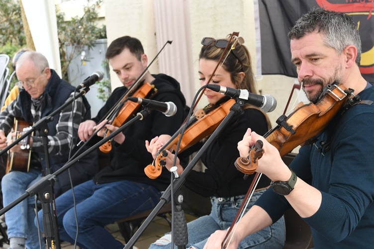 Scottish band Fochabers performing at the Shennaghys Jiu festival in Ramsey