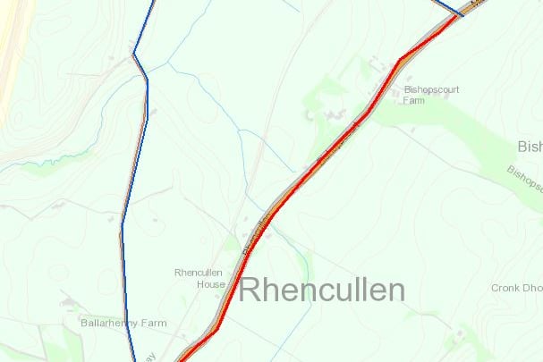 The map shows the area in red that will be closed between each of the junctions of the Orrisdale Loop Road