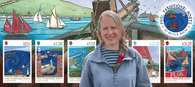 Local artist Nicola Dixon's artwork has been chosen in a stamp collection which is set to commemorate Peel Traditional Boat week festival which started in 1990.