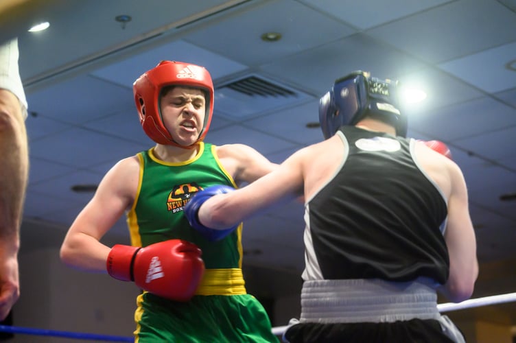 Douglas youngster Lenny Henderson (left) faced Noah Smith (Wildstar) in one of three schoolboy fights during the show at the Palace (Photo: Steve Babb)