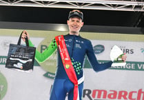 Sam Brand on the podium in France